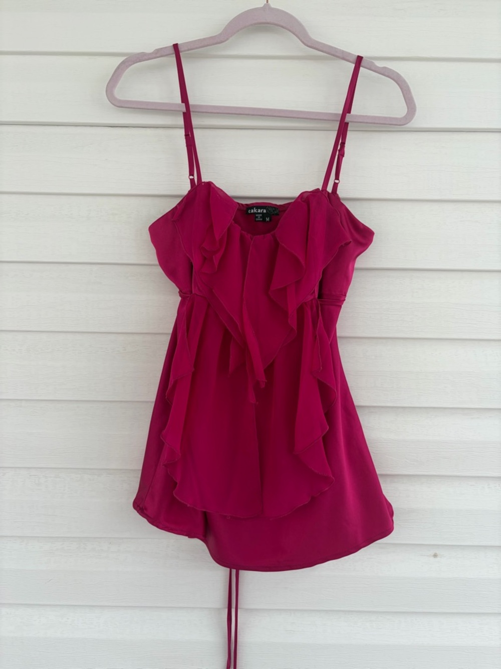 Pink Satin Tie Back Cami Y2K Flowy Layered Top Feminine Going Out Tank